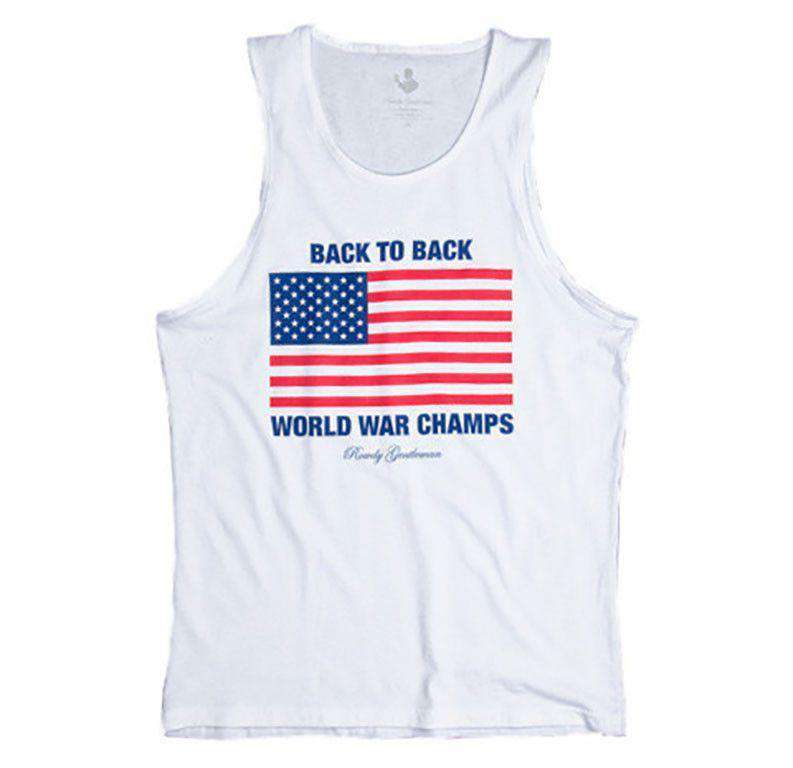 Back to Back World War Champs Tank Top in White by Rowdy Gentleman - Country Club Prep