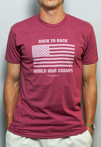 Back to Back World War Champs Tee in Faded Red by Rowdy Gentleman - Country Club Prep