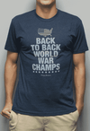 Back to Back World War Champs Vintage Tee with America Silhouette in Faded Navy by Rowdy Gentleman - Country Club Prep