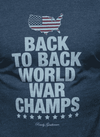 Back to Back World War Champs Vintage Tee with America Silhouette in Faded Navy by Rowdy Gentleman - Country Club Prep