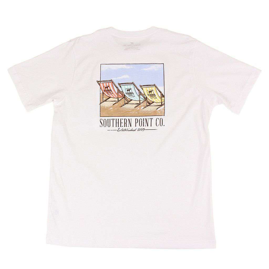 Beach Chairs Tee in White by Southern Point Co. - Country Club Prep