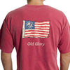 Beach T-Shirt in Crimson with Old Glory Flag by Castaway Clothing - Country Club Prep