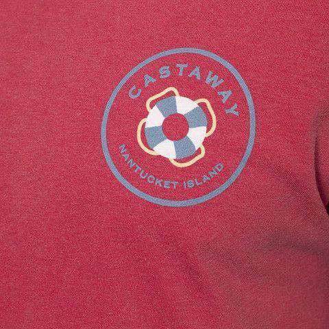 Beach T-Shirt in Crimson with Old Glory Flag by Castaway Clothing - Country Club Prep