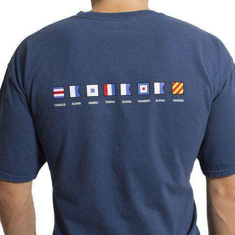 Beach T-Shirt in Navy with Signal Flag by Castaway Clothing - Country Club Prep