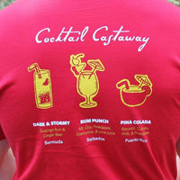 Beach T-Shirt in Red with Cocktails by Castaway Clothing - Country Club Prep