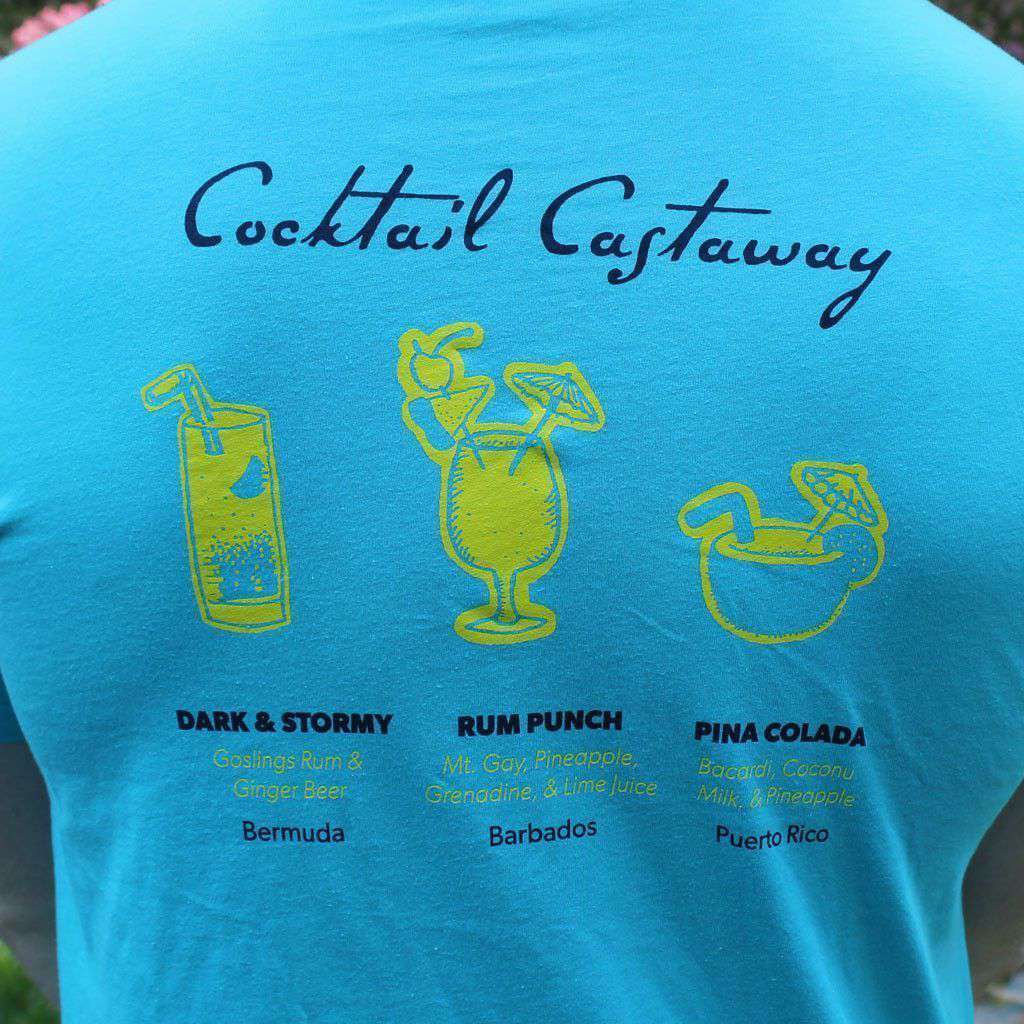 Beach T-Shirt in Tahiti with Cocktails by Castaway Clothing - Country Club Prep