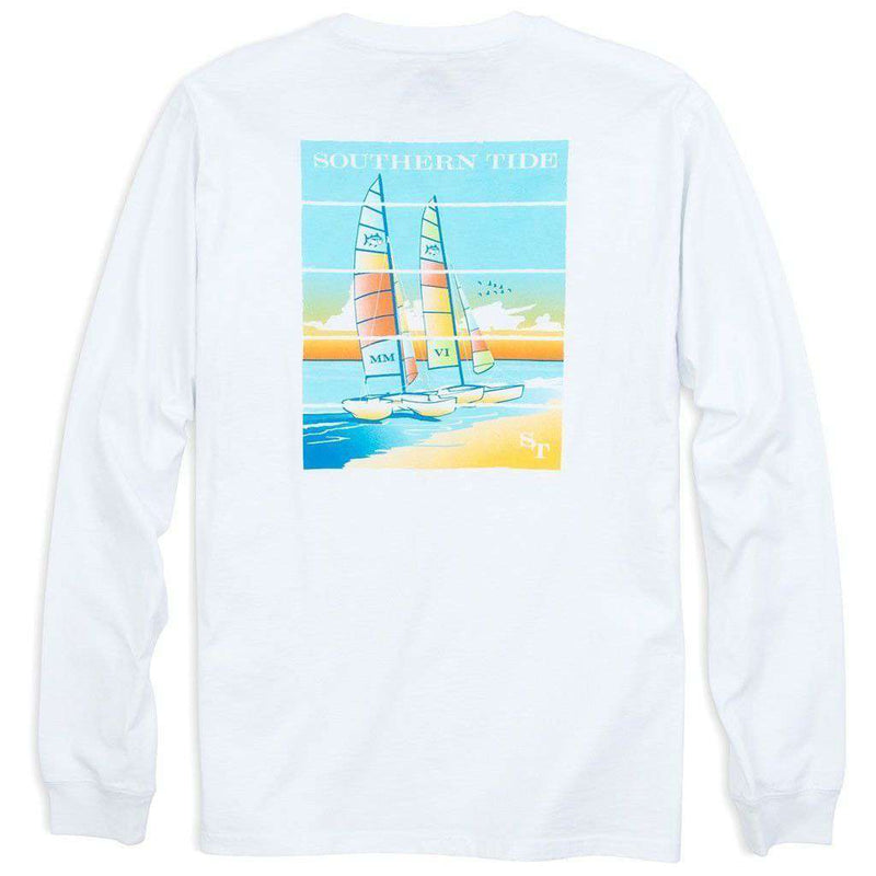 Beachside Catamarans Long Sleeve T-Shirt in Classic White by Southern Tide - Country Club Prep