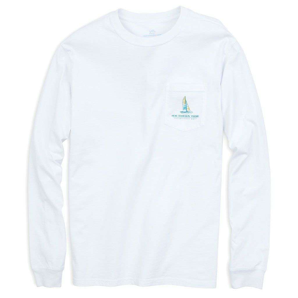 Beachside Catamarans Long Sleeve T-Shirt in Classic White by Southern Tide - Country Club Prep