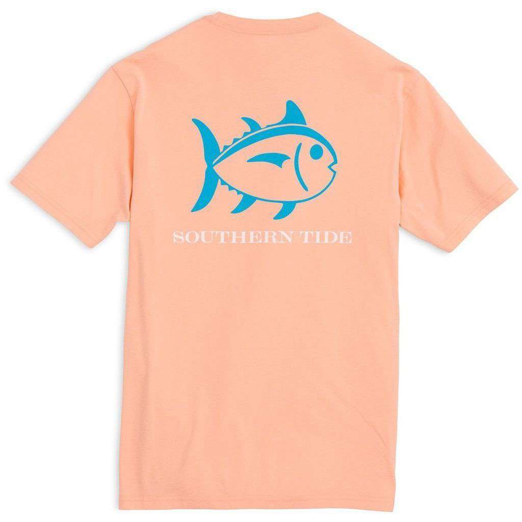 Beachside Outline Skipjack Tee Shirt in Peach Fizz by Southern Tide - Country Club Prep