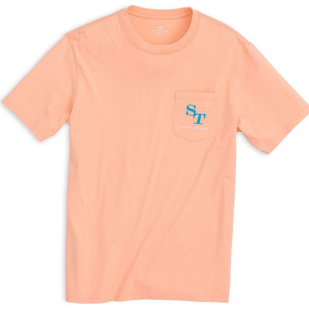 Beachside Outline Skipjack Tee Shirt in Peach Fizz by Southern Tide - Country Club Prep