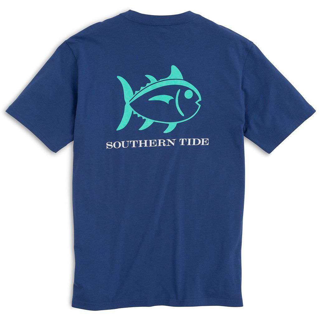 Beachside Outline Skipjack Tee Shirt in Seven Seas Blue by Southern Tide - Country Club Prep