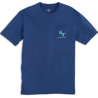 Beachside Outline Skipjack Tee Shirt in Seven Seas Blue by Southern Tide - Country Club Prep