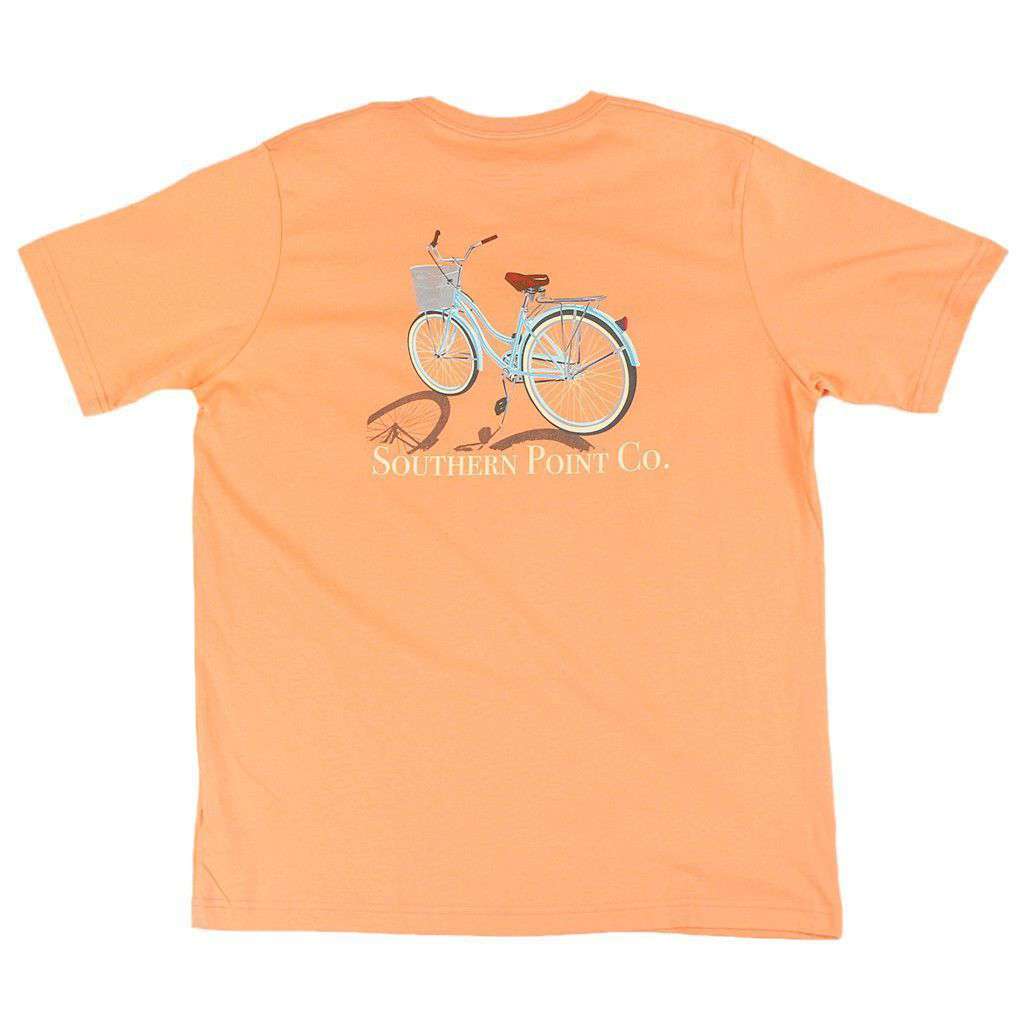Bike Tee in Coral Orange by Southern Point Co. - Country Club Prep