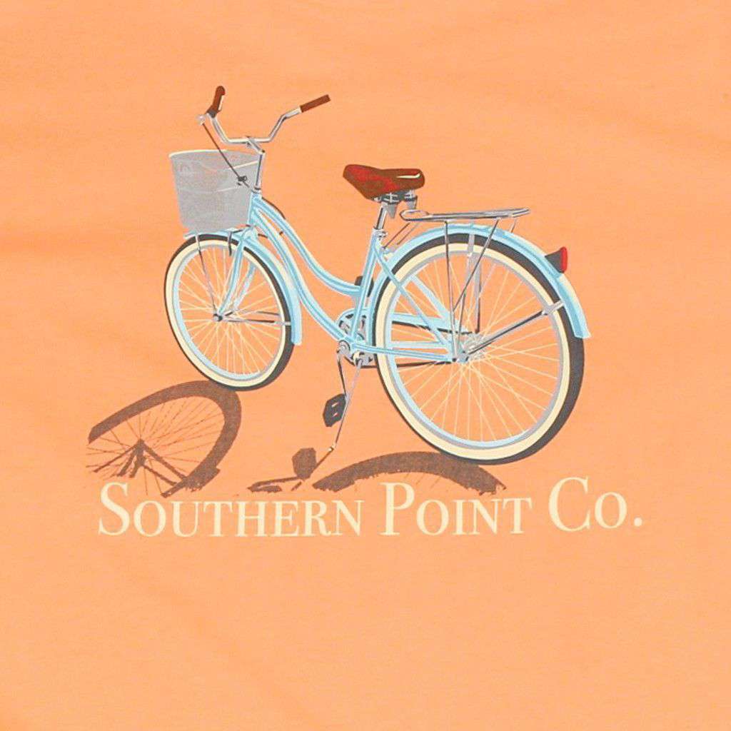 Bike Tee in Coral Orange by Southern Point Co. - Country Club Prep
