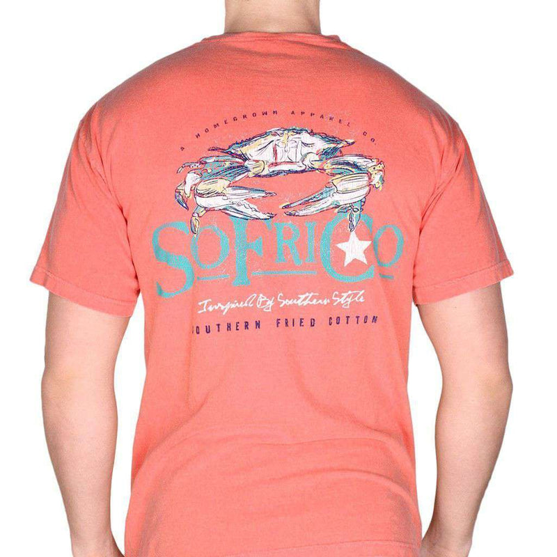 Blue Crab Pocket Tee in Watermelon by Southern Fried Cotton - Country Club Prep