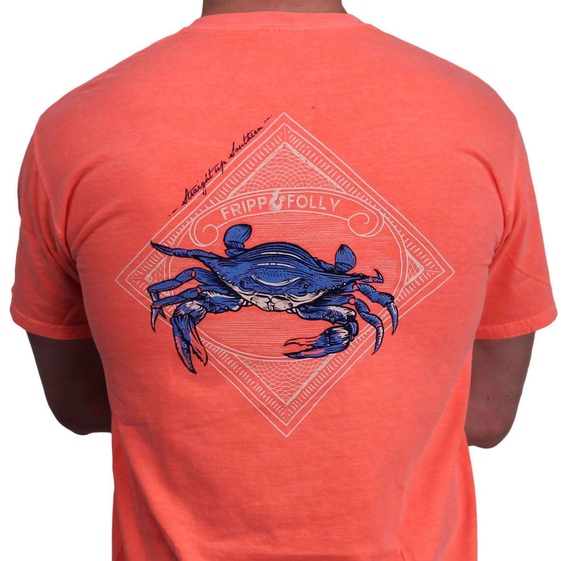 Blue Crab Tee in Neon Orange by Fripp & Folly - Country Club Prep