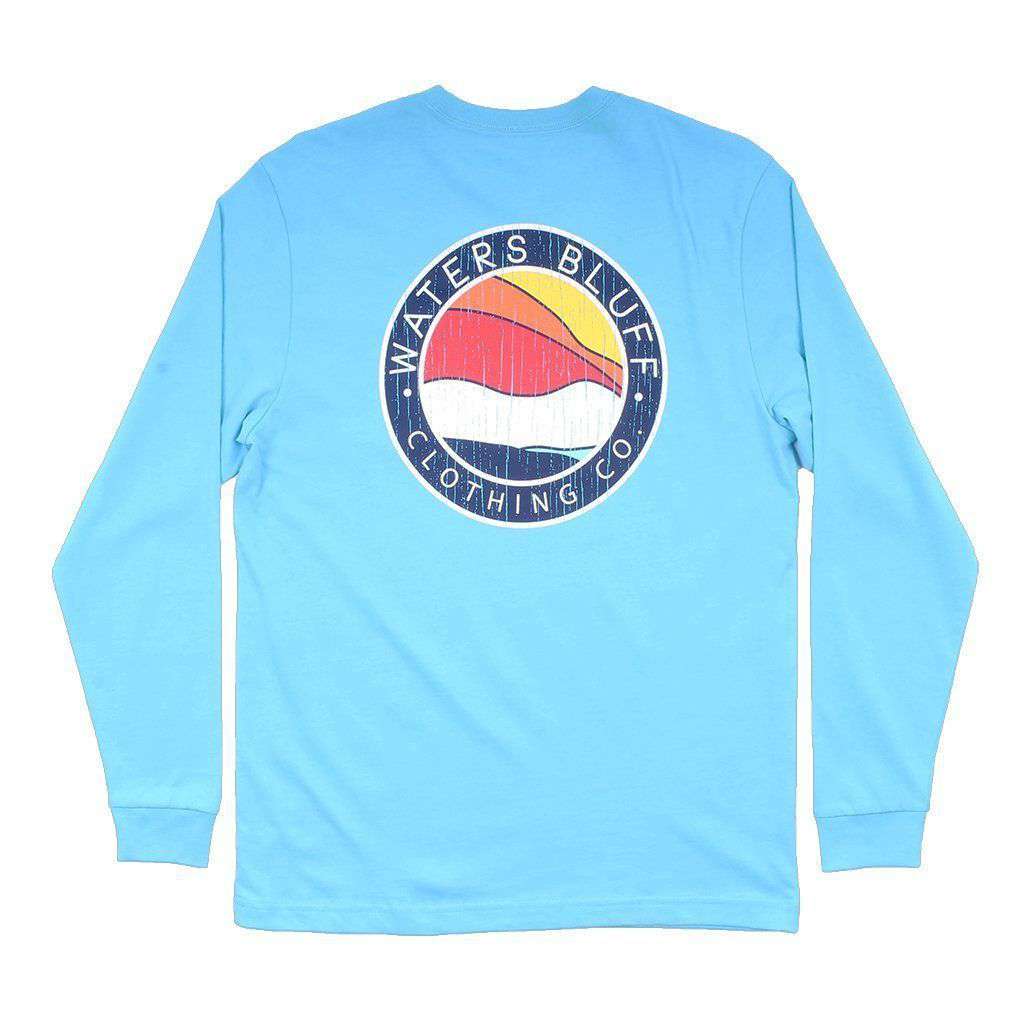 Bluff Horizon Long Sleeve Tee in Lagoon Blue by Waters Bluff - Country Club Prep