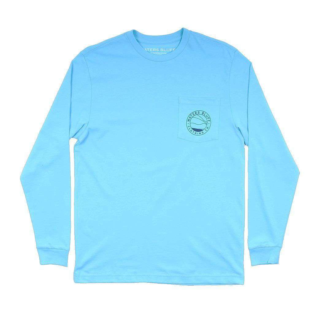 Bluff Horizon Long Sleeve Tee in Lagoon Blue by Waters Bluff - Country Club Prep