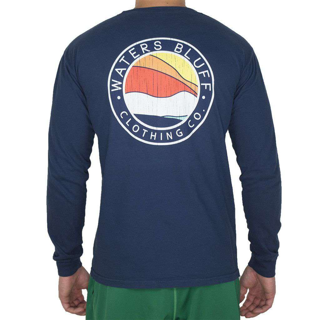 Bluff Horizon Long Sleeve Tee Shirt in True Navy by Waters Bluff - Country Club Prep