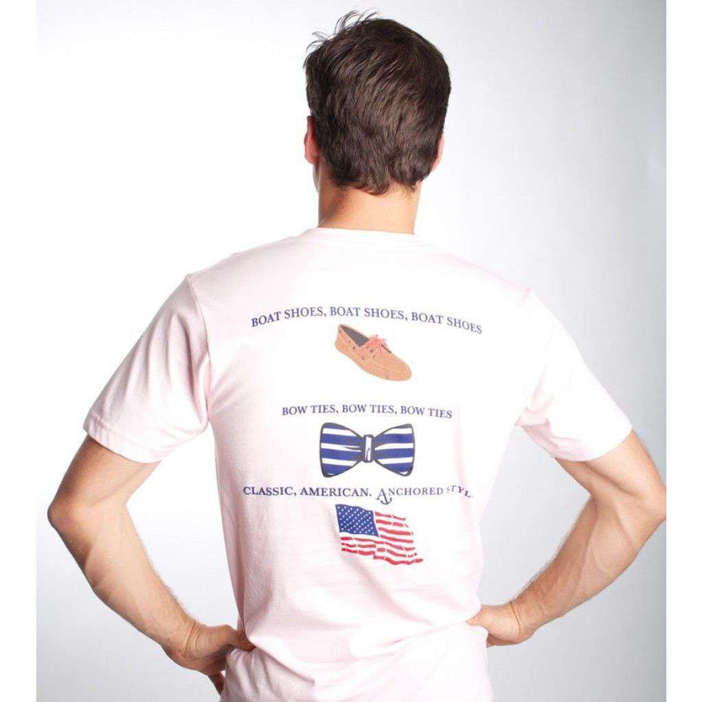 Boat Shoes, Bow Ties and America Tee Shirt in White by Anchored Style - Country Club Prep