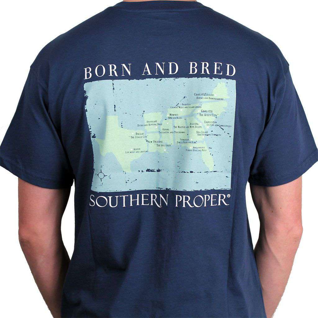 Born and Bred Tee in Navy by Southern Proper - Country Club Prep