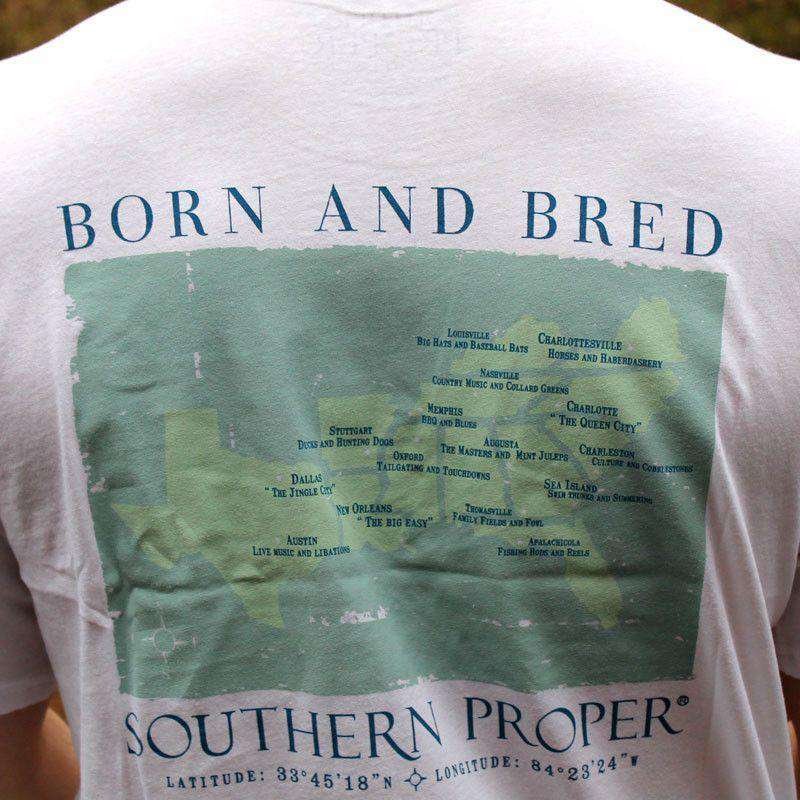 Born and Bred Tee in White by Southern Proper - Country Club Prep