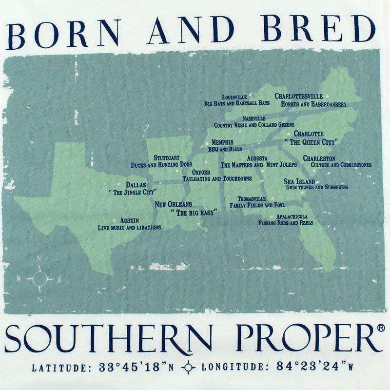 Born and Bred Tee in White by Southern Proper - Country Club Prep