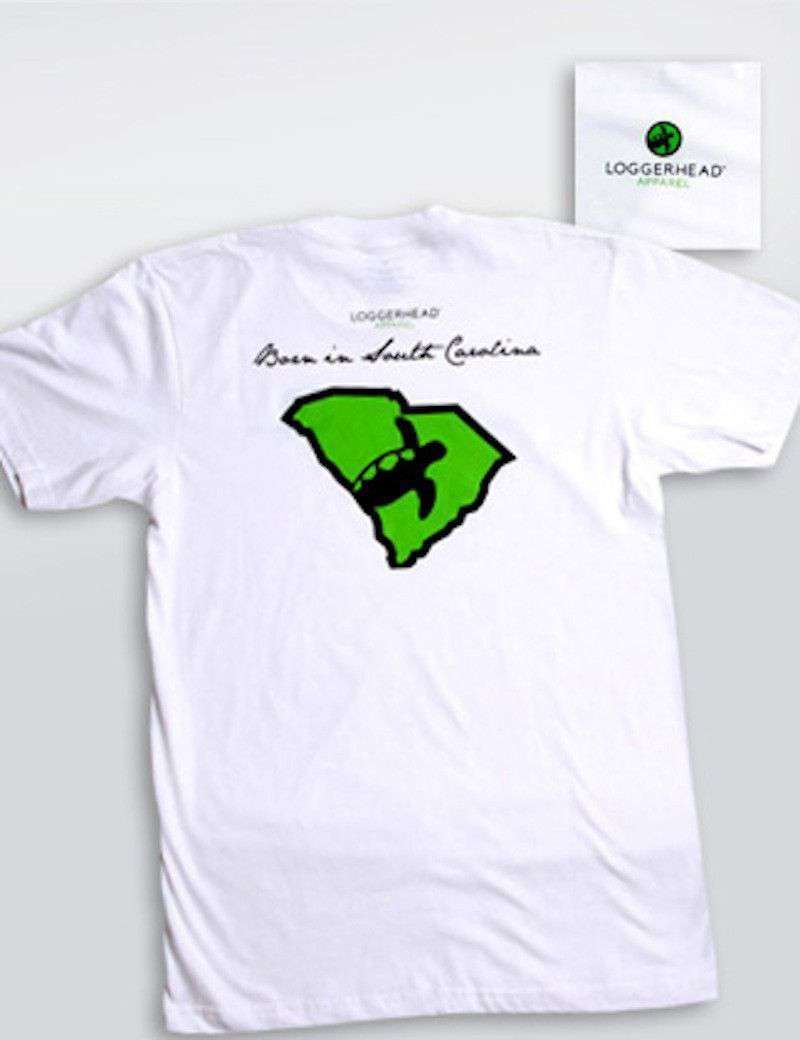 Born in South Carolina Tee in White by Loggerhead Apparel - Country Club Prep