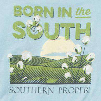 Born in the South Long Sleeve Tee in Sky Blue by Southern Proper - Country Club Prep