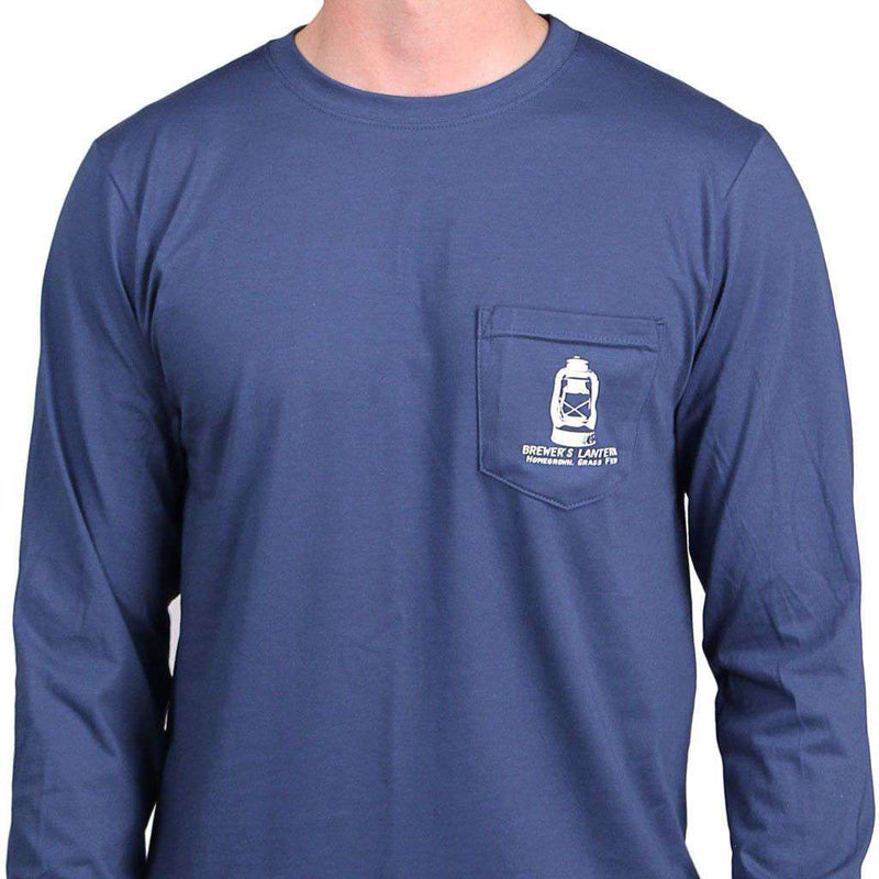 Brewer's Bull Long Sleeve Tee in Ole Blue by Brewer's Lantern - Country Club Prep