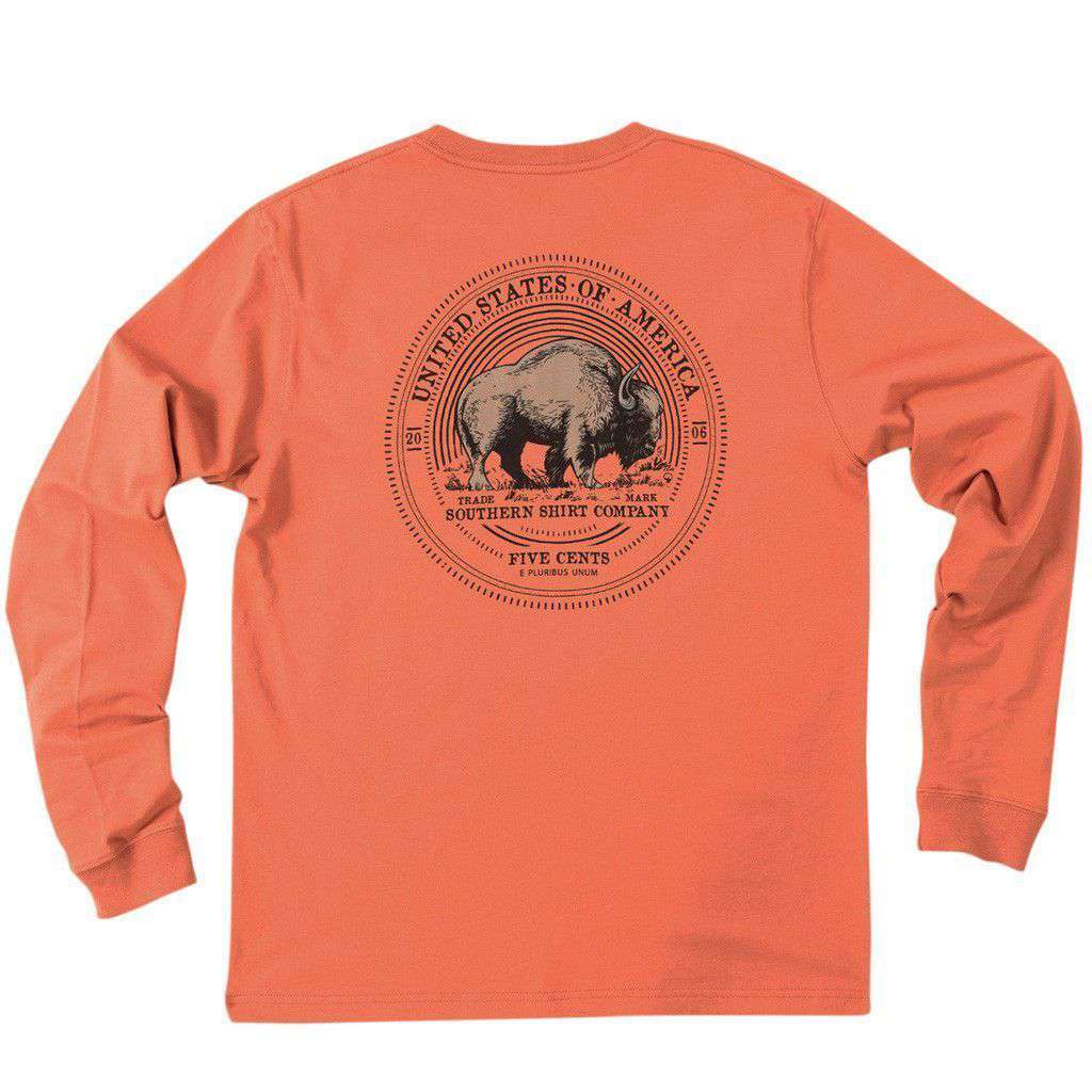 Buffalo Nickel Long Sleeve Tee Shirt in Ginger Spice by The Southern Shirt Co. - Country Club Prep