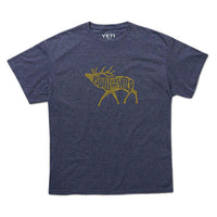 Built For The Wild Bugling Elk Tee in Heather Navy by YETI - Country Club Prep