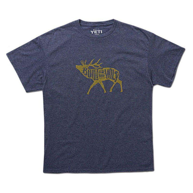 Built For The Wild Bugling Elk Tee in Heather Navy by YETI - Country Club Prep