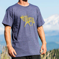 Built For The Wild Bugling Elk Tee in Heather Navy by YETI - Country Club Prep