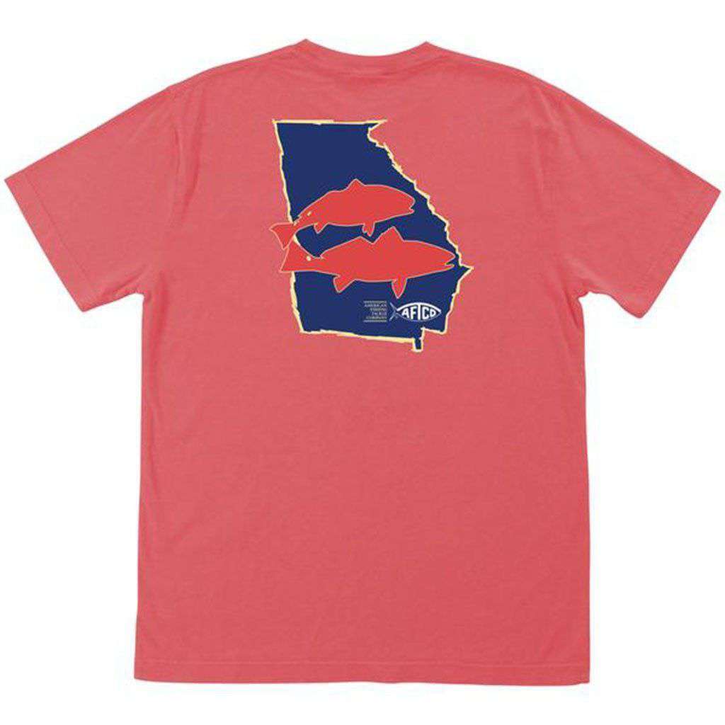 Bull Red T-Shirt in Vintage Sunset Red by AFTCO - Country Club Prep