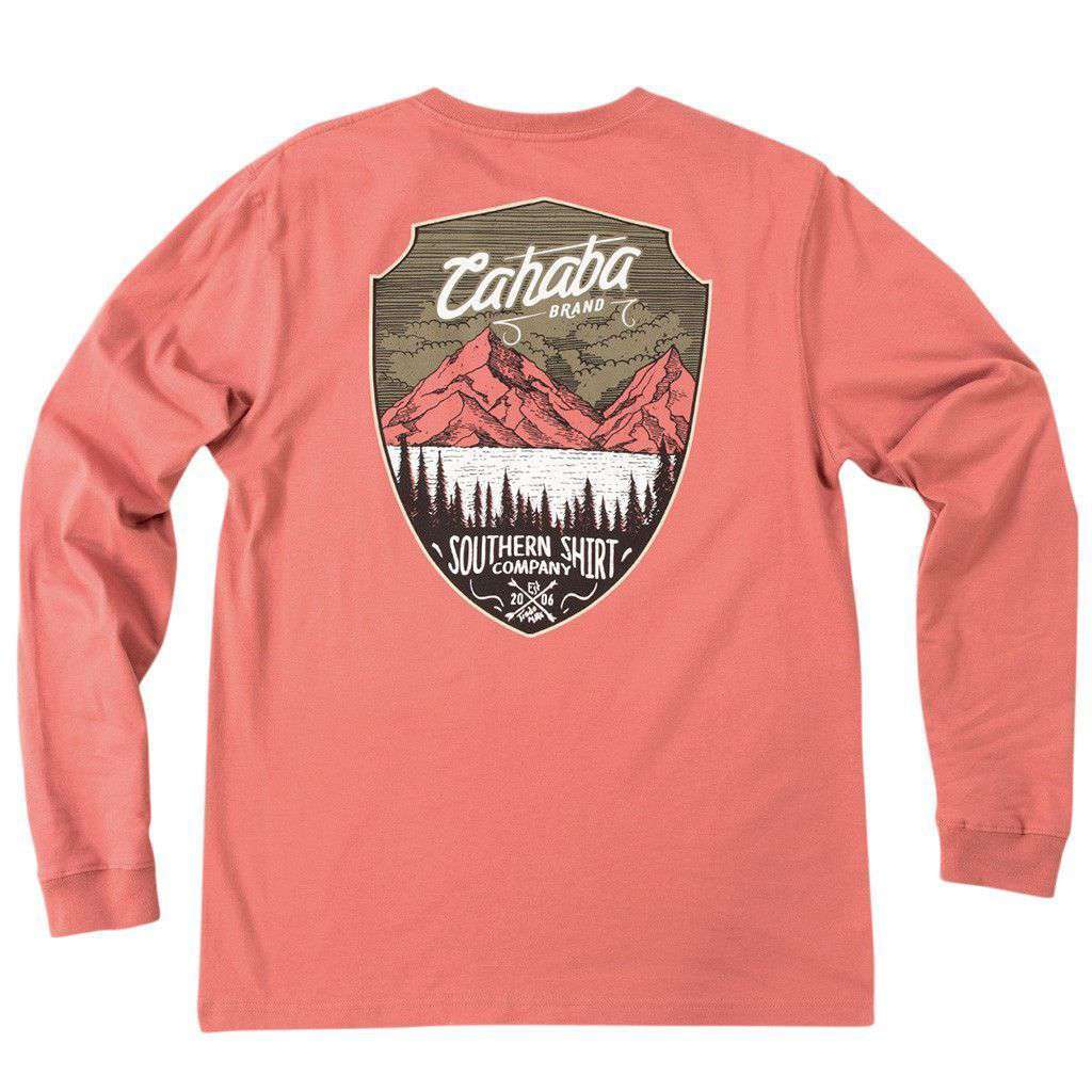 Cahaba Shield Long Sleeve Tee Shirt in Dusty Cedar by The Southern Shirt Co. - Country Club Prep