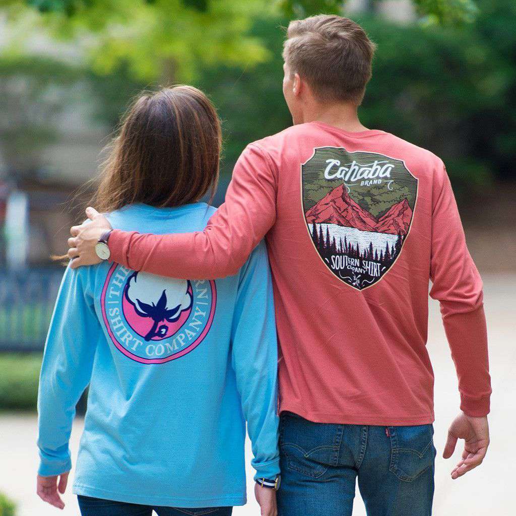 Cahaba Shield Long Sleeve Tee Shirt in Dusty Cedar by The Southern Shirt Co. - Country Club Prep