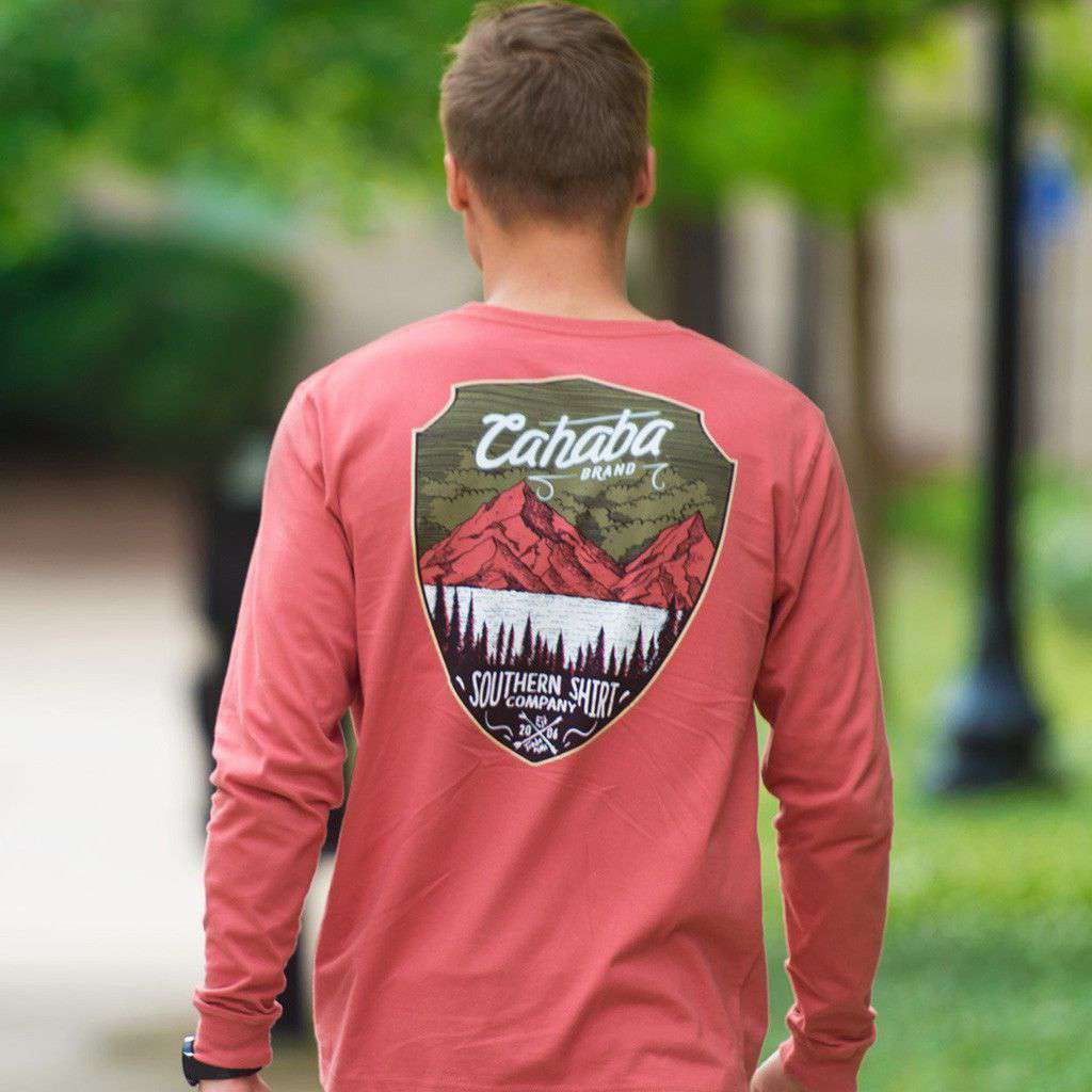 Cahaba Shield Long Sleeve Tee Shirt in Dusty Cedar by The Southern Shirt Co. - Country Club Prep