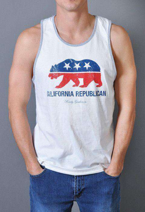California Republican Tank Top in White by Rowdy Gentleman - Country Club Prep