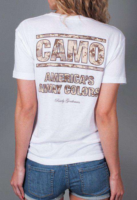 CAMO: America's Away Colors Short Sleeve Pocket Tee in White by Rowdy Gentleman - Country Club Prep