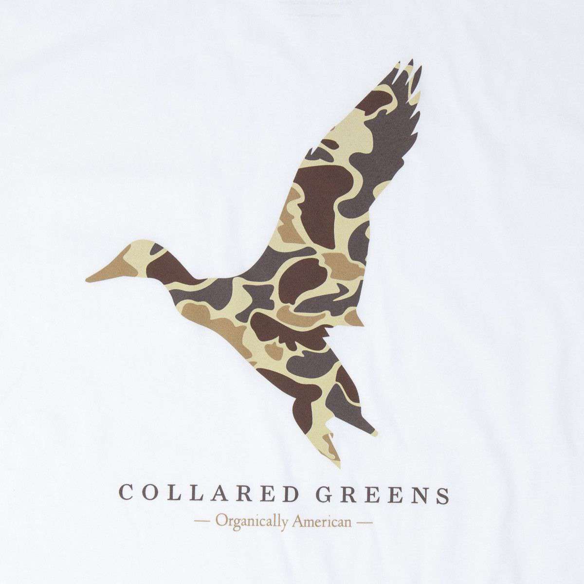 Camo Mallard Long Sleeve Tee in White by Collared Greens - Country Club Prep