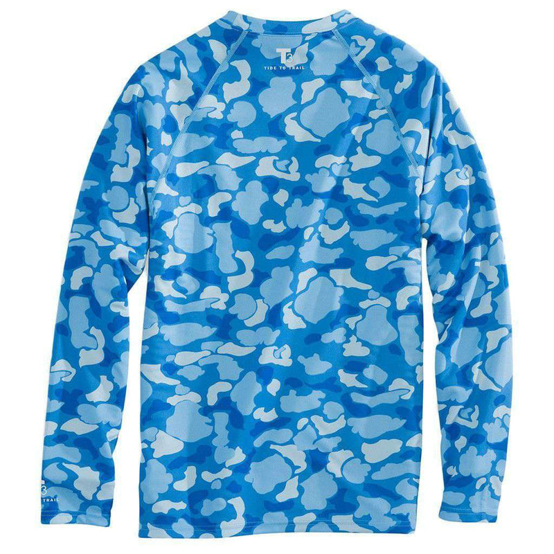 Camo Performance Long Sleeve Tee Shirt in Ocean Channel by Southern Tide - Country Club Prep