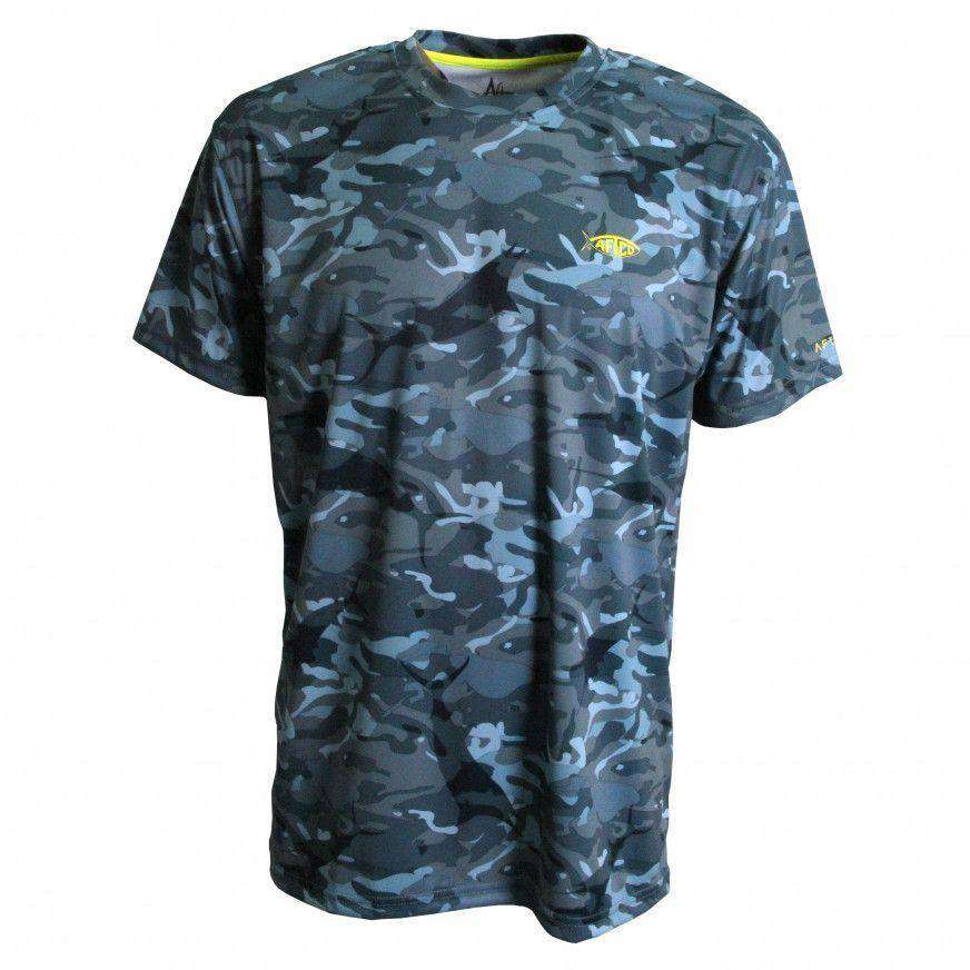 Caster Tee Sun Shirt in Blue Camo by AFTCO - Country Club Prep