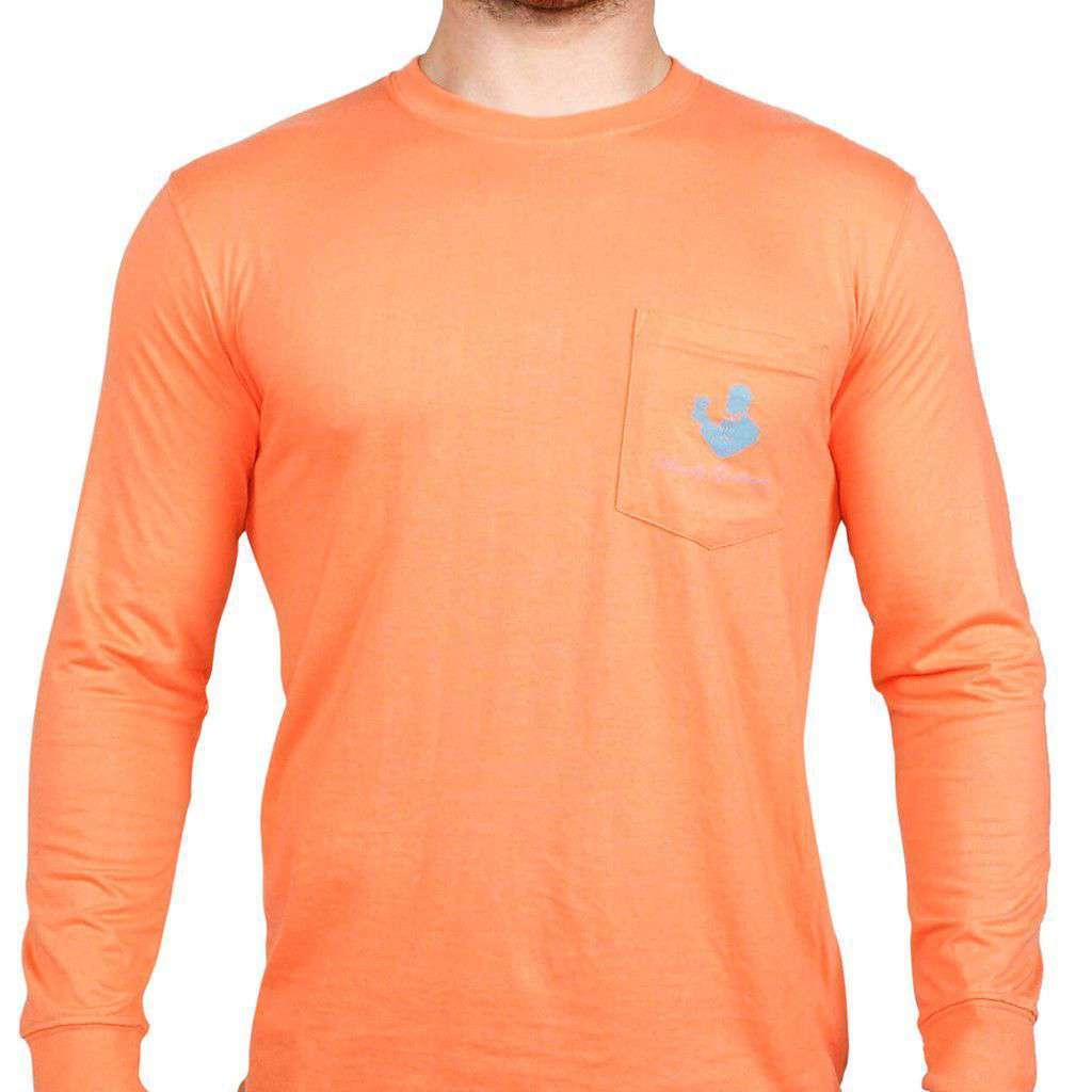 Catch and Release Long Sleeve Pocket Tee in Papaya by Rowdy Gentleman - Country Club Prep