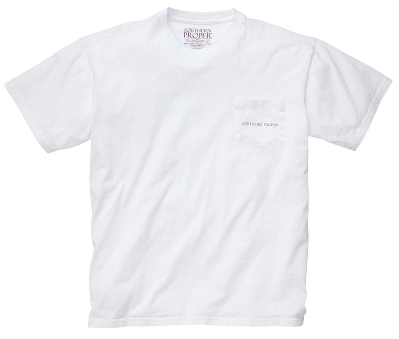 Catch Tail Tee in White by Southern Proper - Country Club Prep