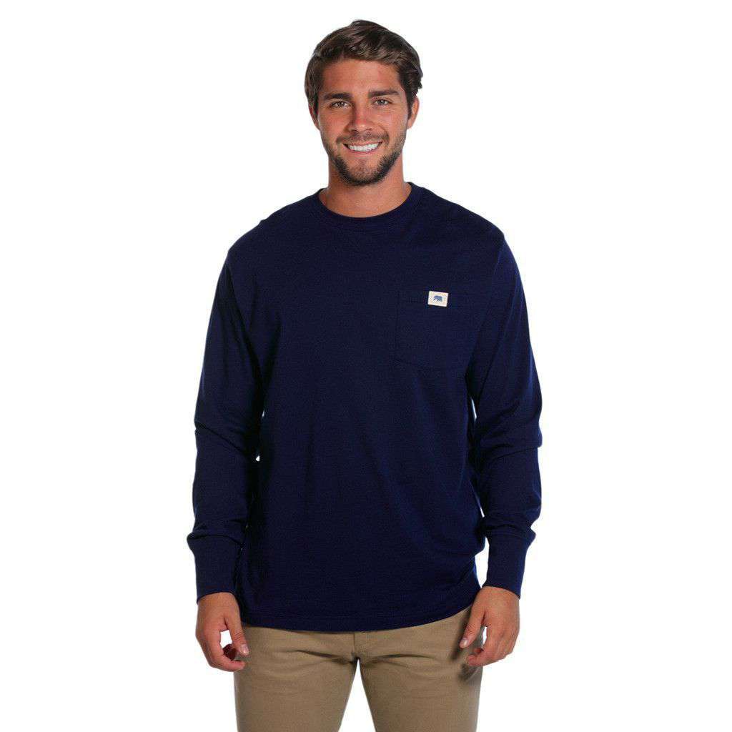 Circle Back Logo Long Sleeve Tee in Navy by The Normal Brand - Country Club Prep