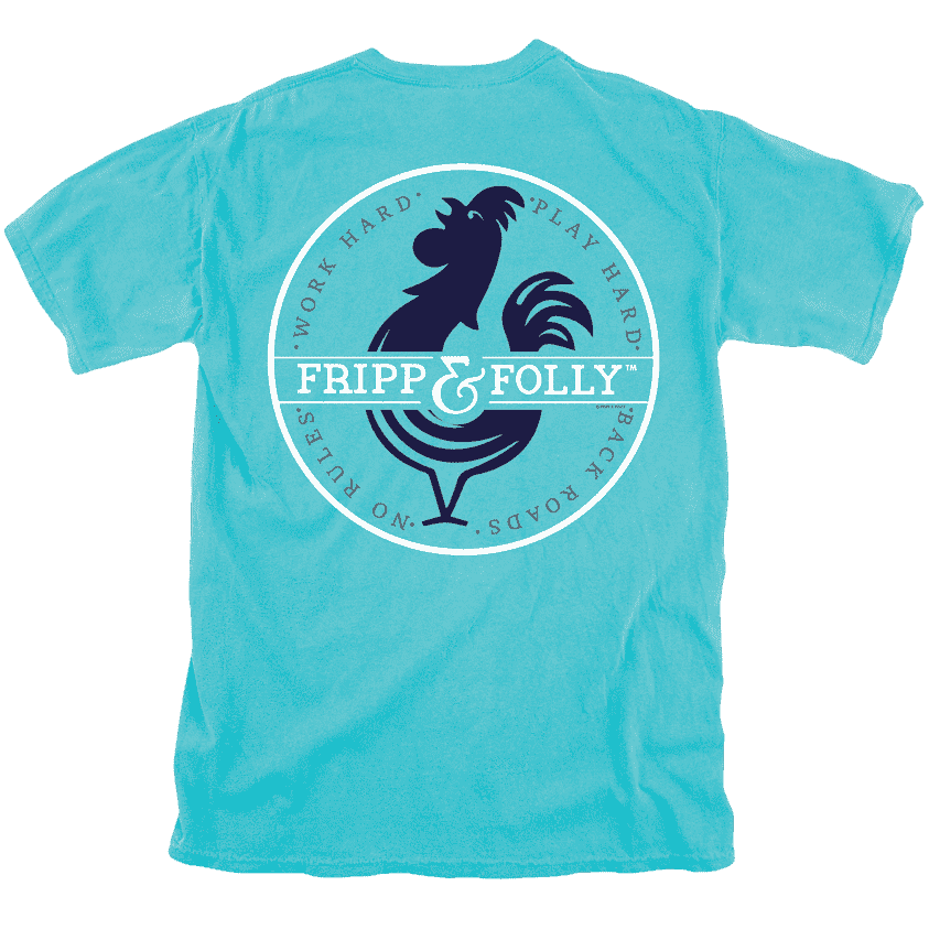 Circle Logo Tee in Lagoon Blue by Fripp & Folly - Country Club Prep