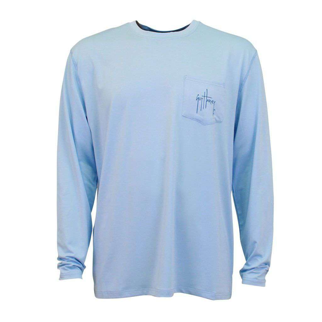 Clipper Long Sleeve Pro UVX Performance Shirt in Light Blue by Guy Harvey - Country Club Prep