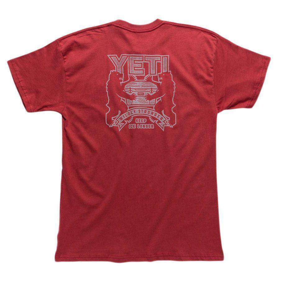 Coat of Arms Tee Shirt in Brick Red by YETI - Country Club Prep