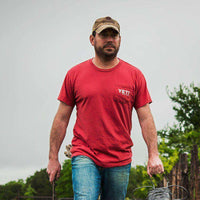 Coat of Arms Tee Shirt in Brick Red by YETI - Country Club Prep